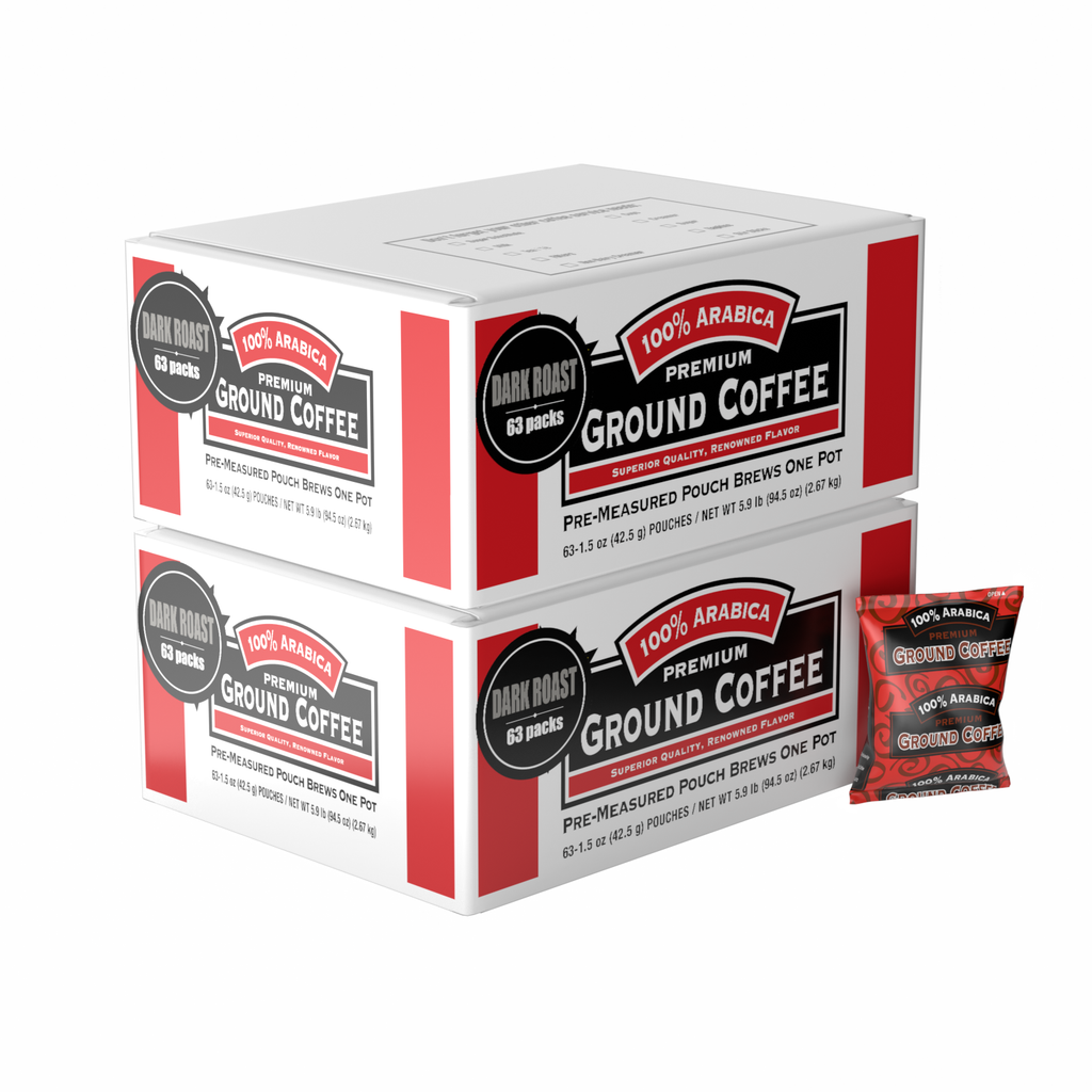 100% Arabica Dark Roast Premium Ground Coffee 126 count