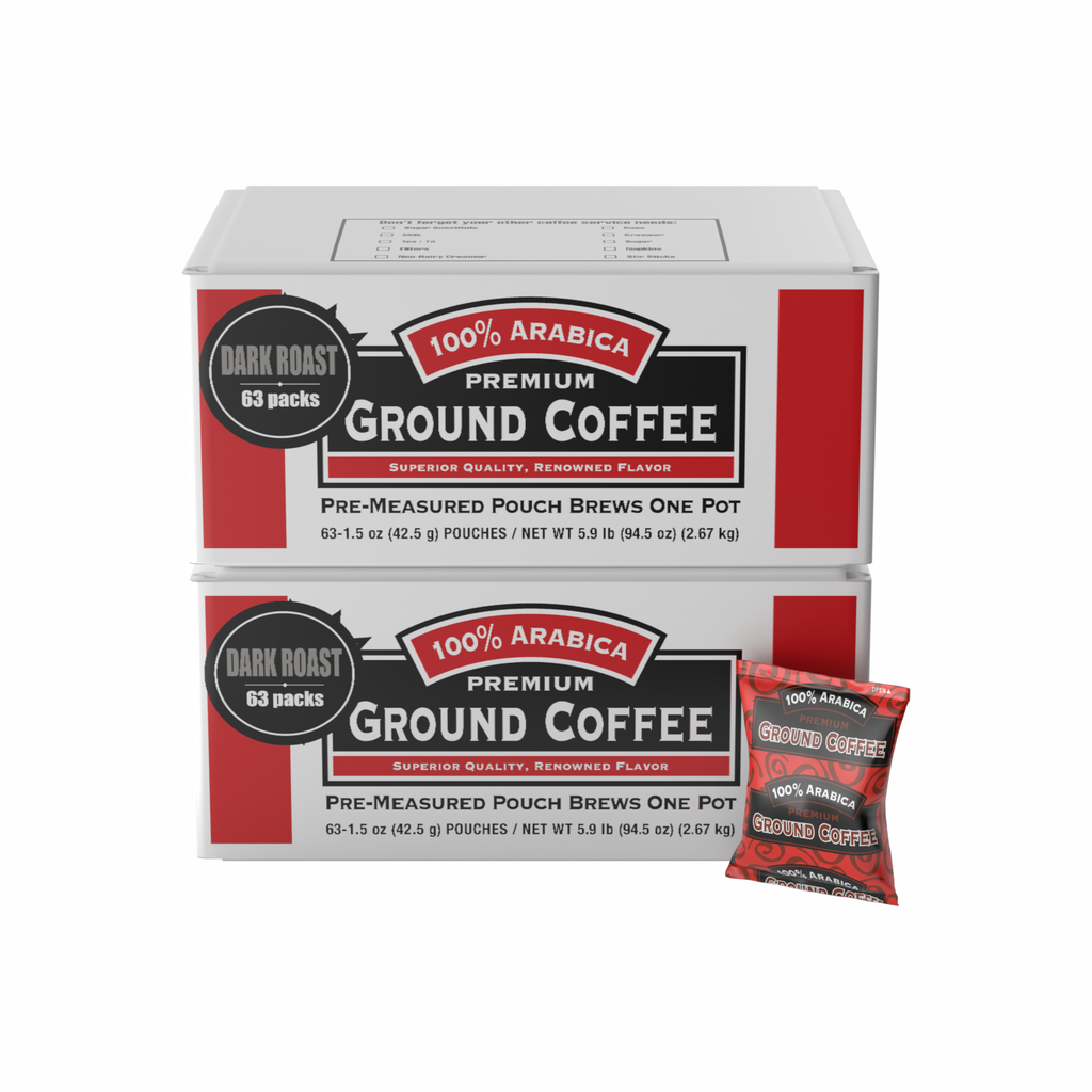 100% Arabica Dark Roast Premium Ground Coffee 126 count
