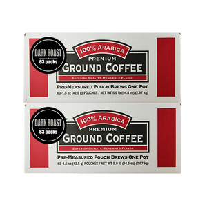 100% Arabica Dark Roast Premium Ground Coffee 126 count