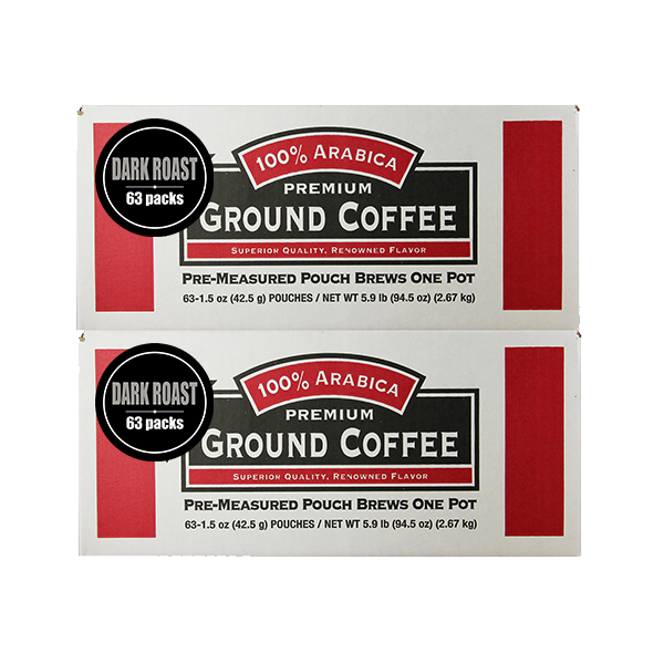 100% Arabica Dark Roast Premium Ground Coffee 126 count