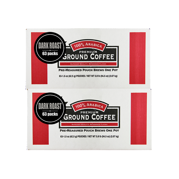 100% Arabica Dark Roast Premium Ground Coffee 126 count