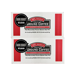 100% Arabica Dark Roast Premium Ground Coffee 126 count
