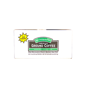 100% Arabica Premium Ground Decaffeinated Coffee 63 count
