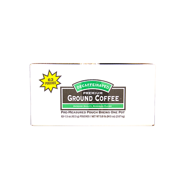 100% Arabica Premium Ground Decaffeinated Coffee 63 count