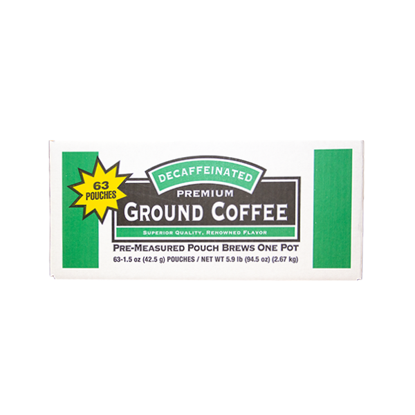 100% Arabica Premium Ground Decaffeinated Coffee 63 count